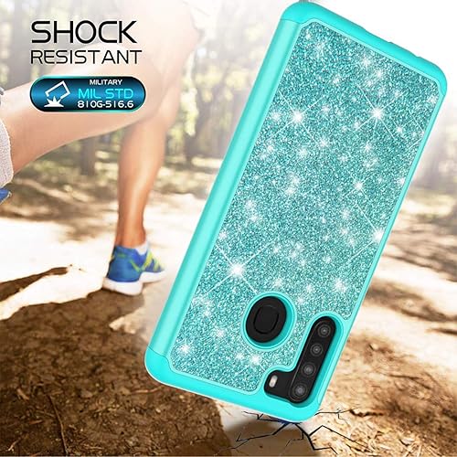 Miniatura 8 de Funda diseñada para Galaxy A21, funda Samsung A21 para niñas y mujeres, funda resistente con purpurina brillante para Samsung Galaxy A21 (verde