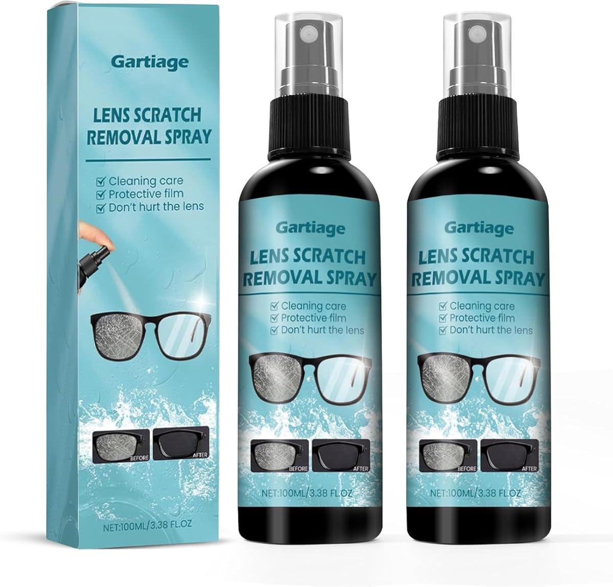 Eyeglass Scratch Remover for Lenses, Eyeglass Cleaner Spray, Glasses Lens Scratch Remover for Eyeglasses, Sunglasses Cleaning Kit (2)