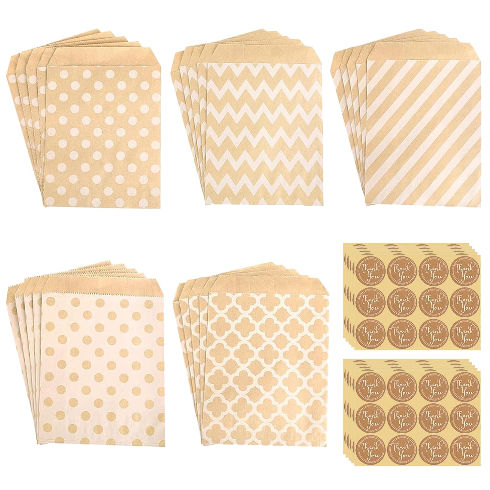 Elvielsl 100 Pack Paper Bags, Paper Gift Bags Party Favor Bag Small Gift Bag for Candy Cookie Popcorn Snacks for Party Favor Baby Shower Wedding