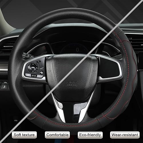 Miniatura 36 de West Llama Funda personalizada para volante de automóvil para Toyota Tacoma, 4Runner, Tundra, Sequoia, 15.5-16 pulgadas (negro + azul, tamaño grande)