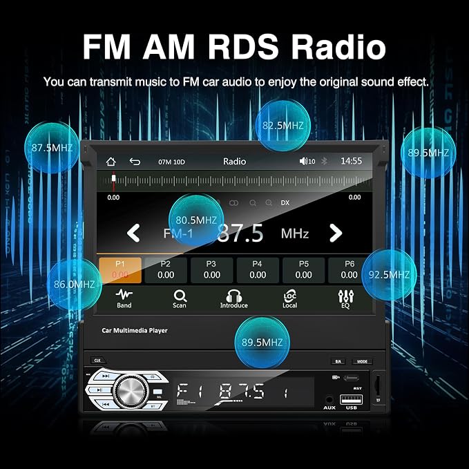 Radio para coche con pantalla táctil abatible 7 pulg miniatura 5