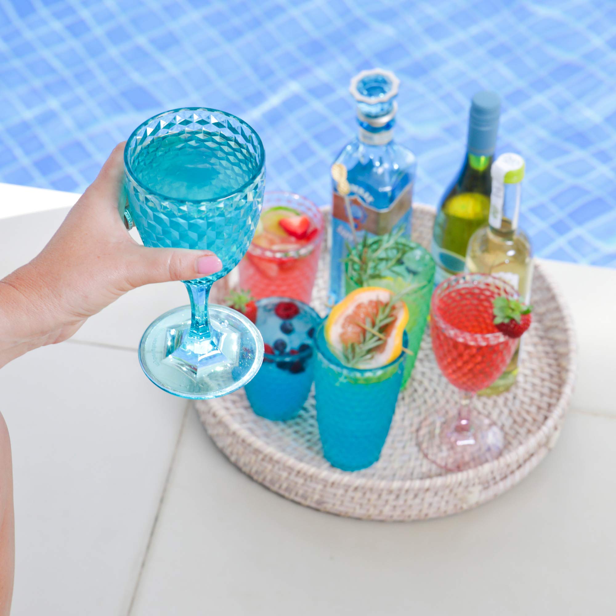 BELLAFORTE,Bruchsicheres Weinglas aus Tritan-Kunststoff, 340 ml, 4er-Set, Laguna Beach Trinkgläser,unzerbrechliche Glaswaren für den Innen- und Außenbereich,wiederverwendbares Trinkgeschirr (blau)