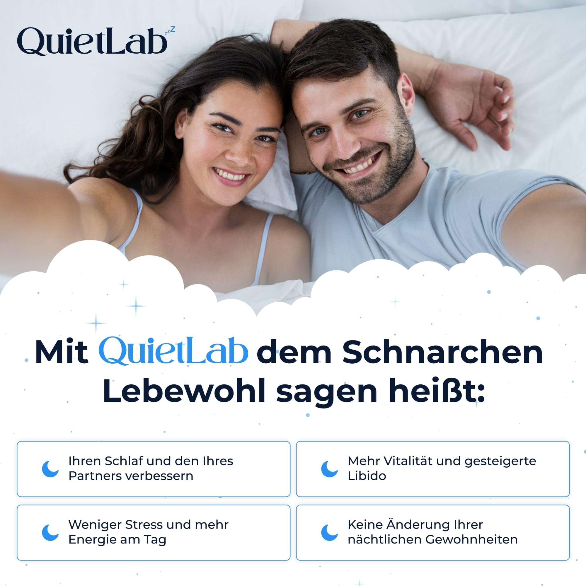 QuietLab Plus 3x Anti Schnarch Mundstück mit Reinigungsbürste, 25 Anpassbare Positionen, Airflow Schnarchstopper Schiene, Anti Schnarchschiene für Männer & Frauen, Anti Snoring Mouthpiece