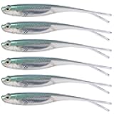 Dr.Fish Soft Plastic Baits, Fork Tail Soft Jerkbait Minnow Lures, 3 to 4-3/4 Inches Soft Swimbaits Jerk Shad Baits Crappie Bass Fishing Lures