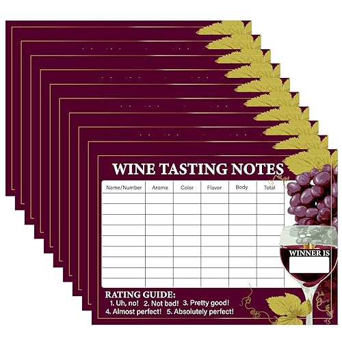 30pcs Wine Tasting Scorecards, Blind Tasting Note Sheets Rating Score