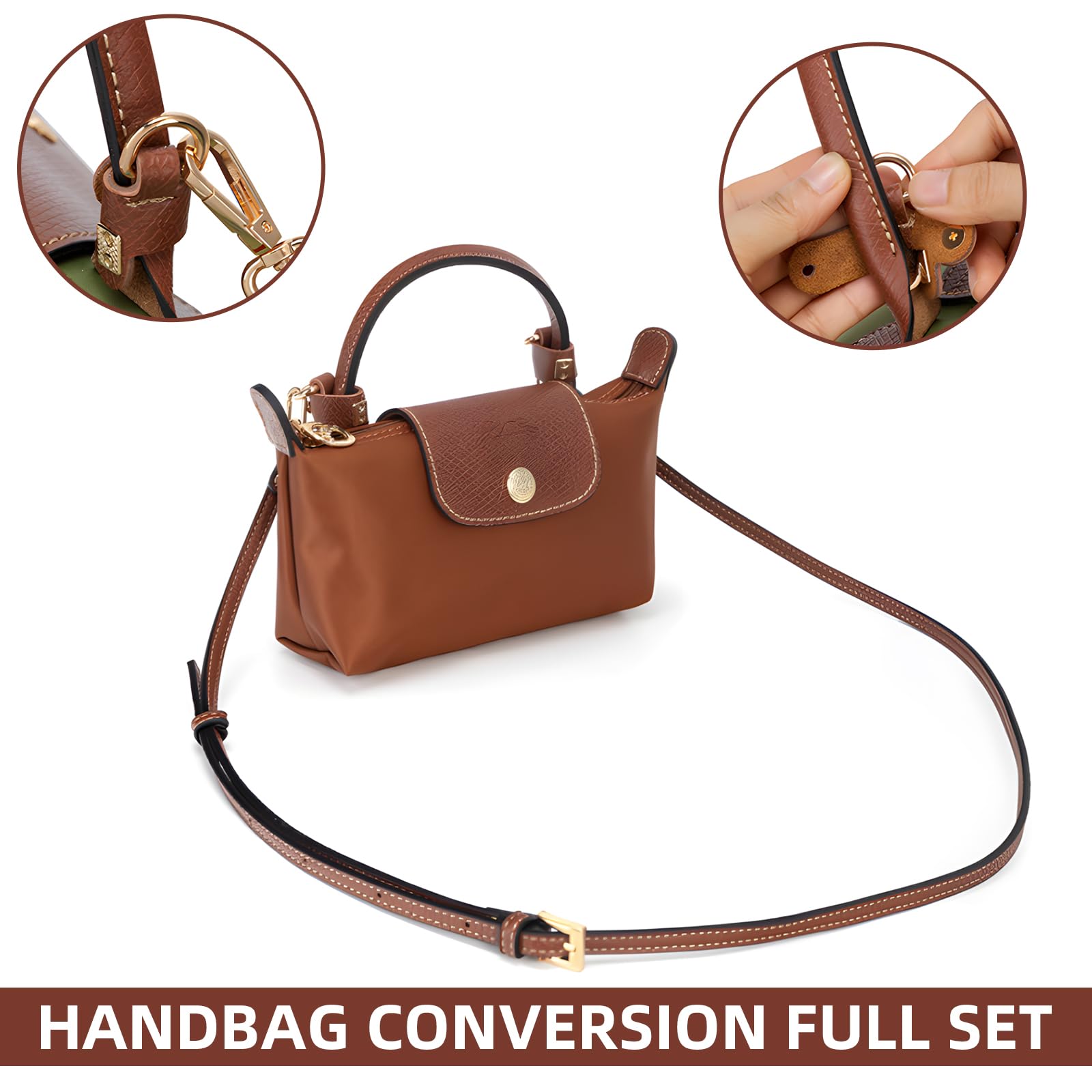 4 pcs PU Leather Bag Strap Conversion Kit and Felt Bag Organizer - Image 4