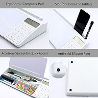 Vista 3 de TOWON Desktop Glass Whiteboard with Basic Calculator, 12 Digit LCD Display, Desk Organizers with Accessories for Office, Home, School Supplies