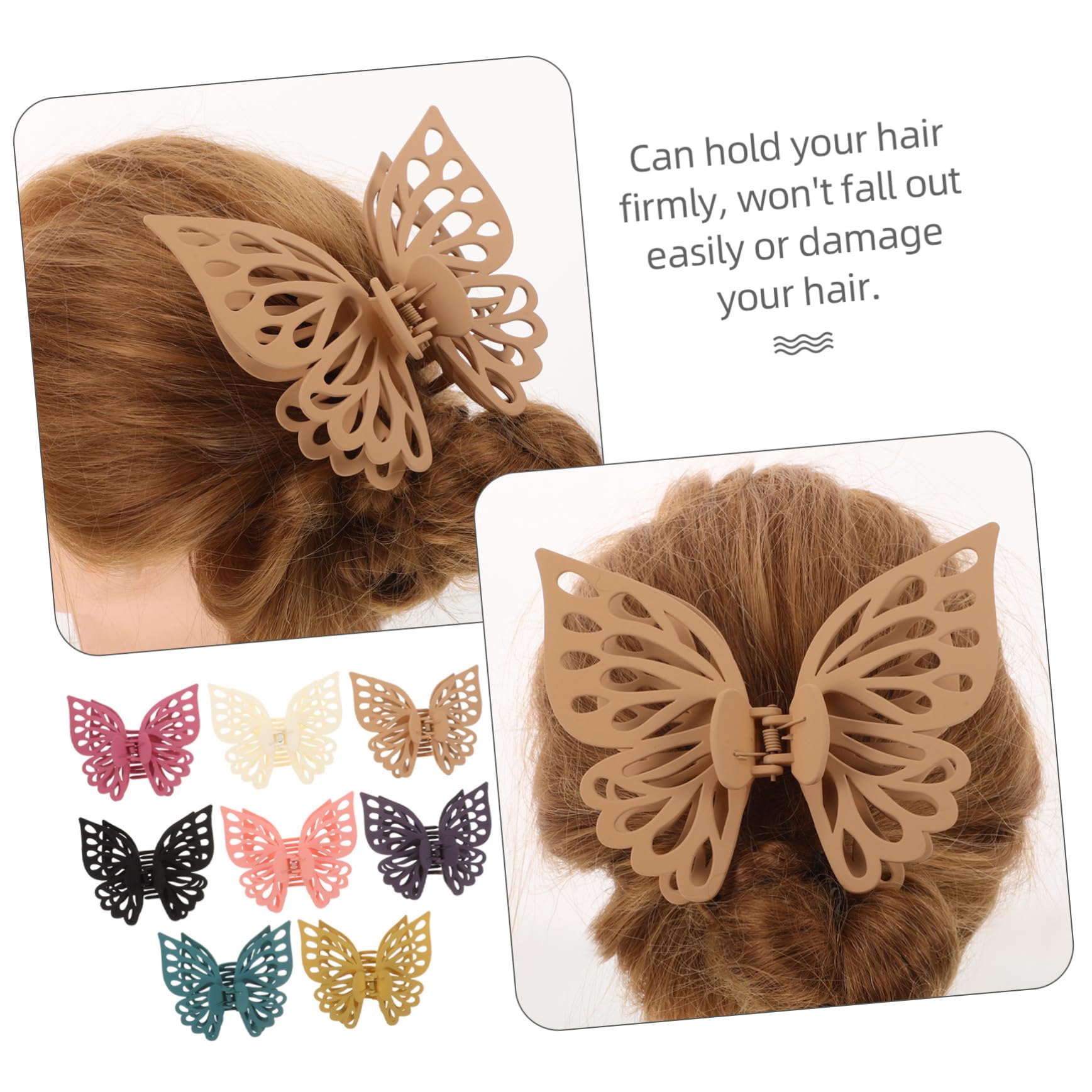 PLAFOPE 8 Stück Große Matte Haarspangen mit Schmetterlingsmotiv aus Ps und Abs für Dickes und Feines Haar für Hochzeit und Geburtstag Zufällige Farbe