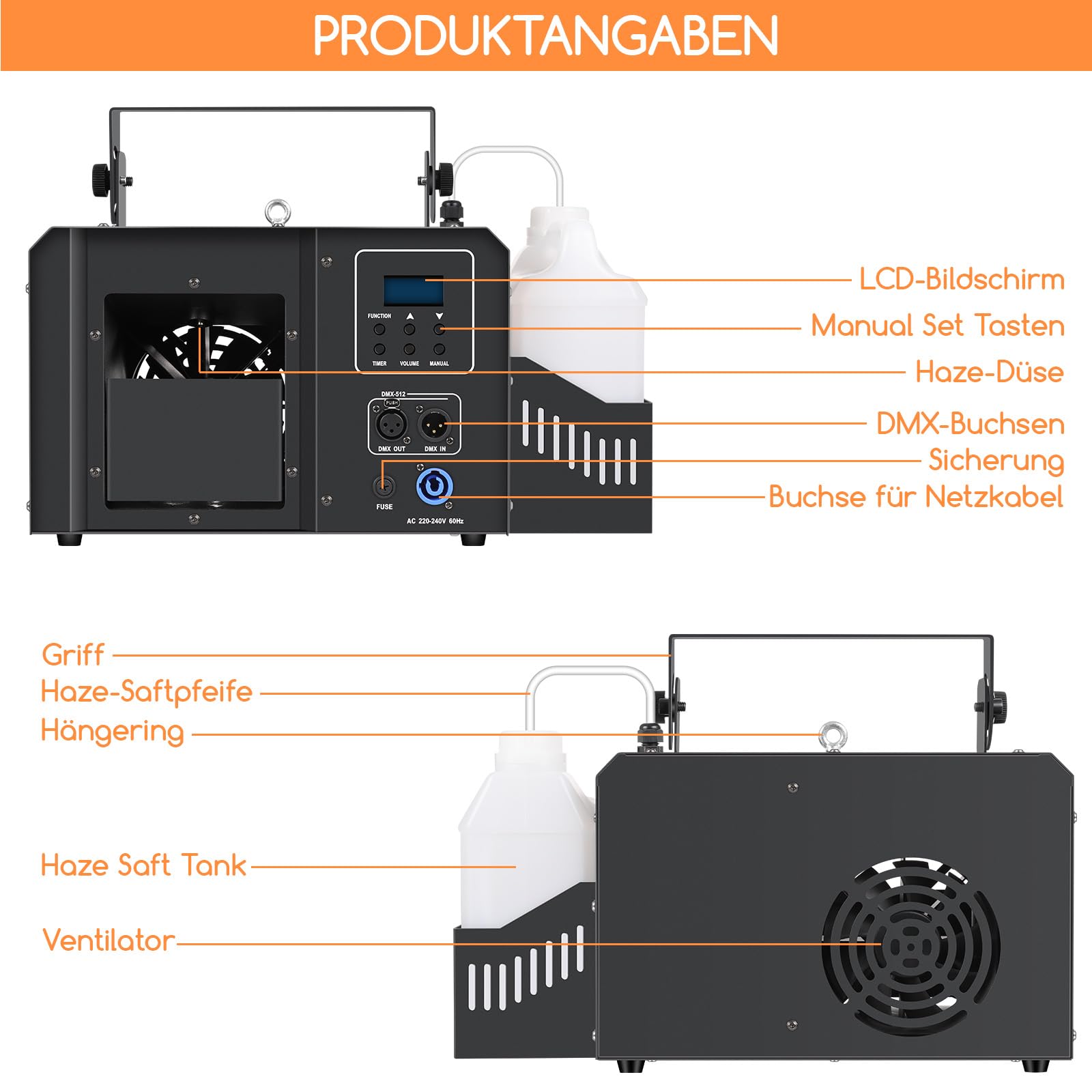 Telbum 700W Hazer Nebelmaschine mit Fernbedienung, Haze Effects Maschine, Dunstnebelmaschine, 2,1L Tankinhalt, DMX512, Timerfunktion, Fog Maschine für konstante Nebelerzeugung auf kleinen Bühnen, DJ