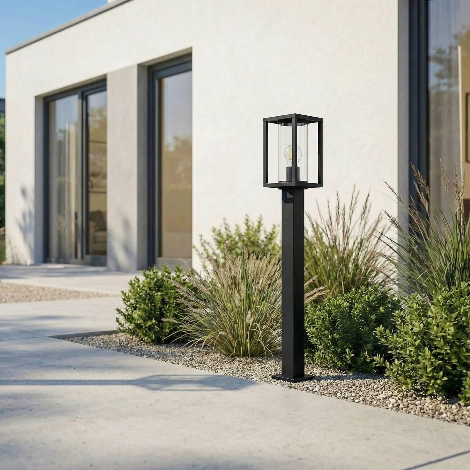 Lucande Lampada da esterni dimmerabile (Moderno) colore Nero, in Alluminio lampioncino paletto luminoso lampada viale lampione