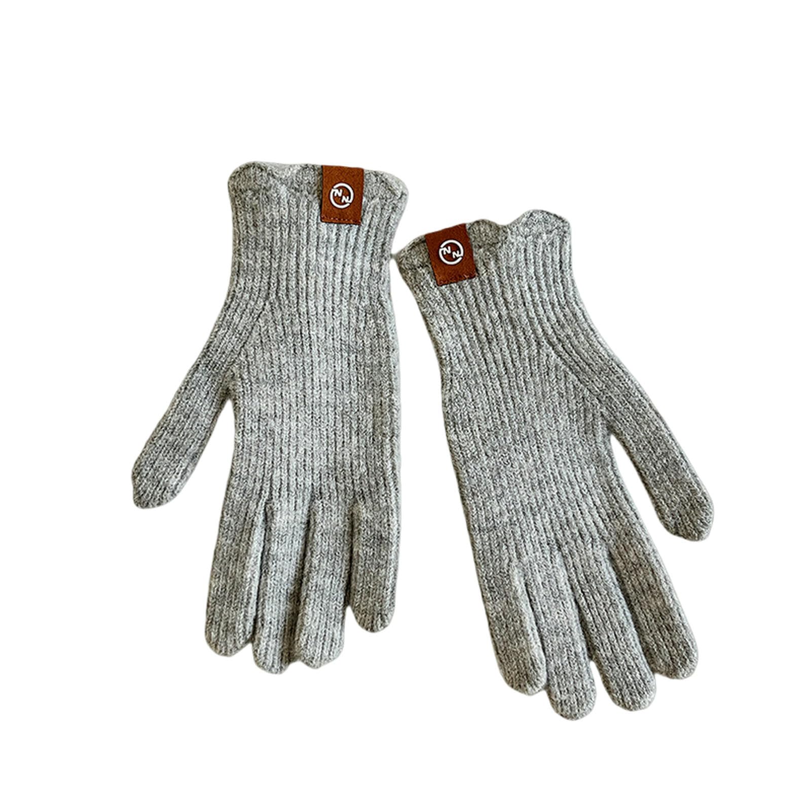 Guantes de pantalla táctil grises para adultos con cinco dedos gruesos