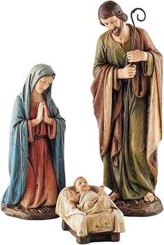 Avalon Gallery Nativity Sets - Hand Painted 3-Piece Indoor Holy Family Scene for Christmas, 16" Scale, Mary, Joseph, Jesus