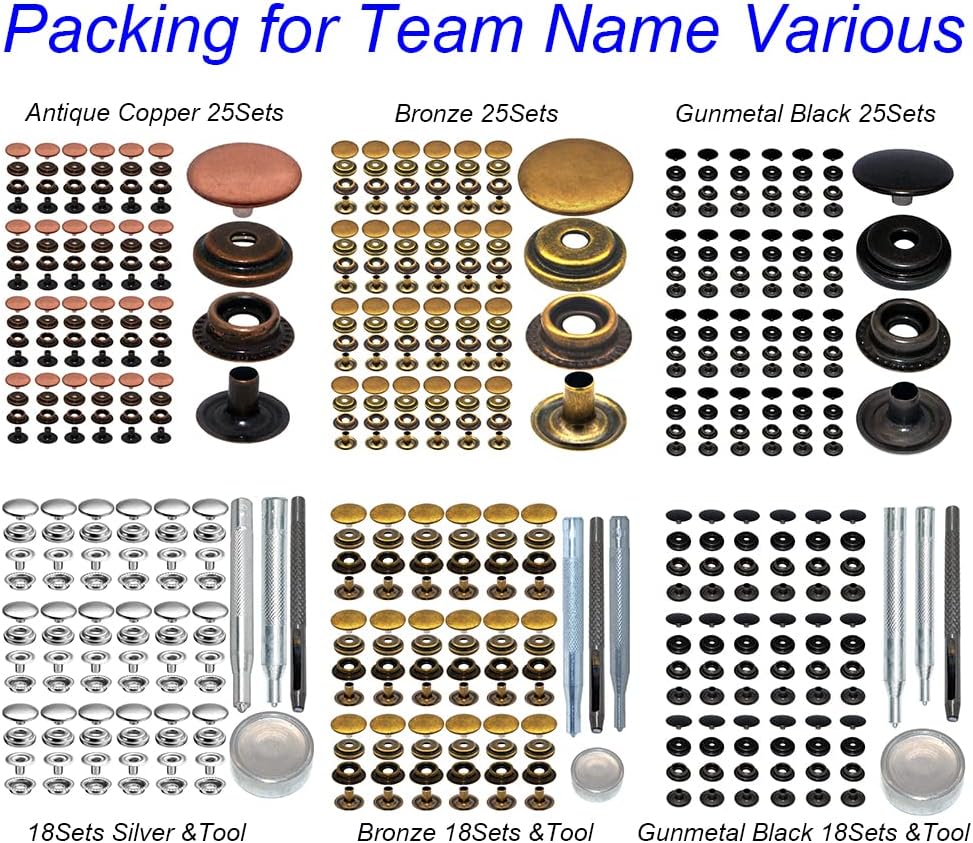 100pcs 15MM Plated Steel Snaps Marine Boat Canvas Gunmetal Black