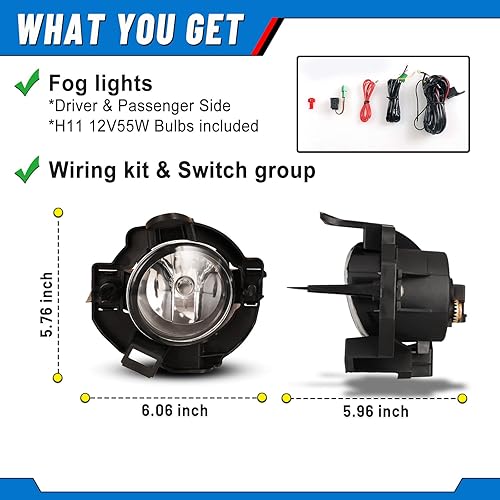Miniatura 2 de Faros antiniebla compatibles con Nissan Rogue 2008-2013 Driver Passenger Replacement Lamps Assembly