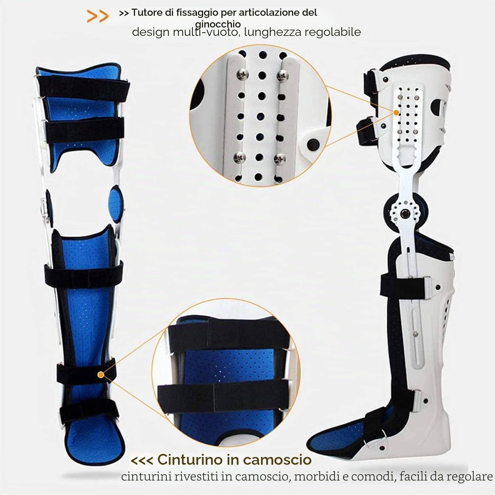 Tutore Regolabile per Ginocchio, Caviglia e Piede, Attrezzatura per la Riabilitazione Post-operatoria di Ginocchio Caviglia, Ortesi per Ginocchio, Caviglia e Piede, Tutore per Ginocchio