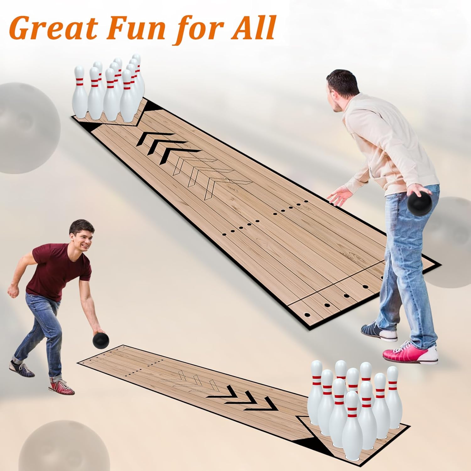 Mini Bowling Set, Home Bowling Ball Set, Indoor & Outdoor Bowling Alley Set with Lane, Bowling Pins & Ball Set, Full Bowling Alley Set for Family & Friends