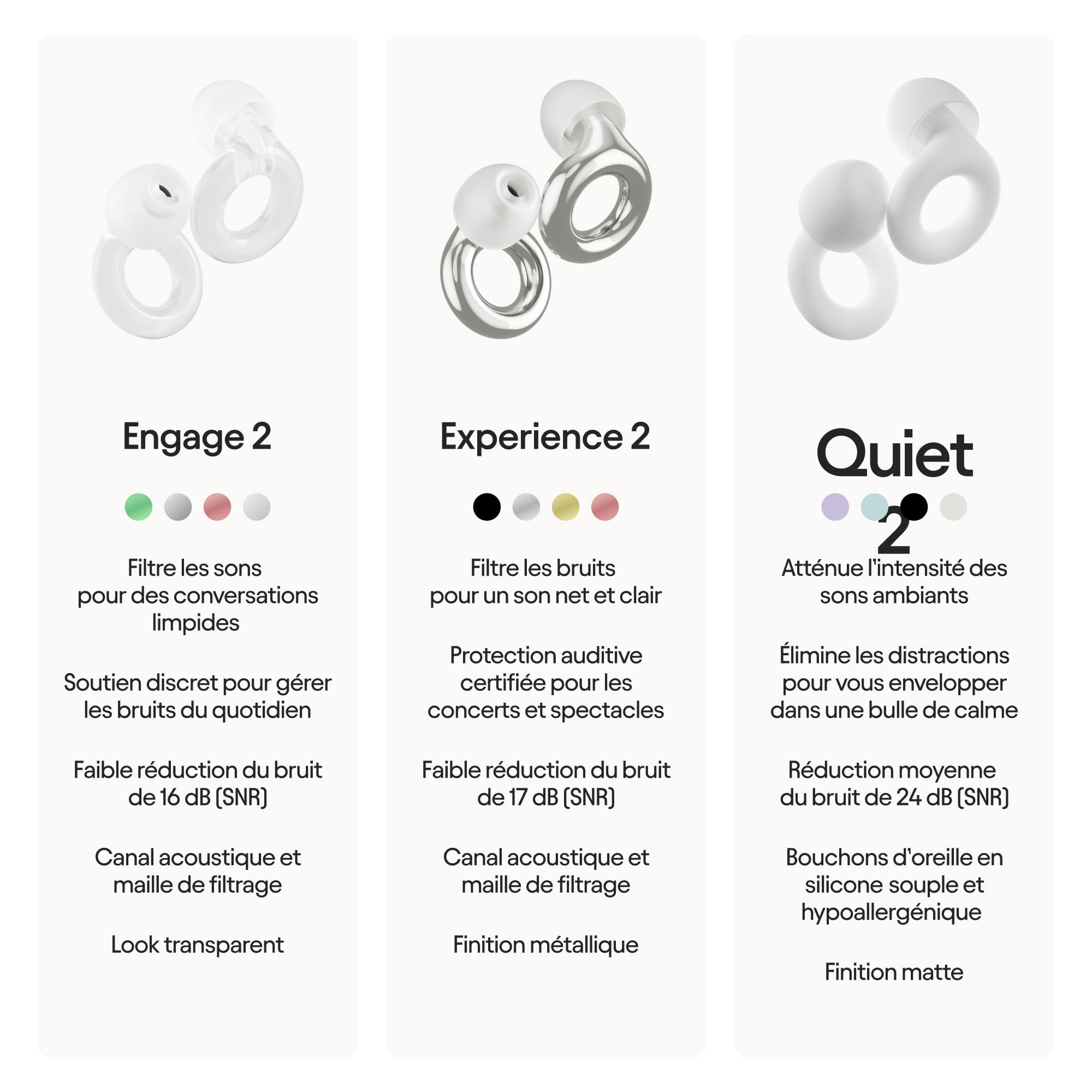 Loop Engage 2 Bouchons d’oreille – Pour des oreilles apaisées au quotidien tout en gardant un discours clair en sorties, au travail, à la maison & sensibilité au bruit –Réduction du bruit de 16 dB