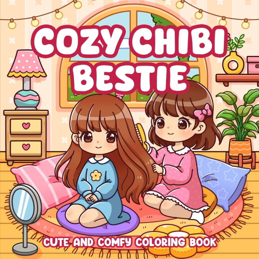 Cozy Chibi Bestie Cute And Comfy Coloring Book: Kawaii Manga Characters And Anime Art Simple Coloring Page For Kids And Adults