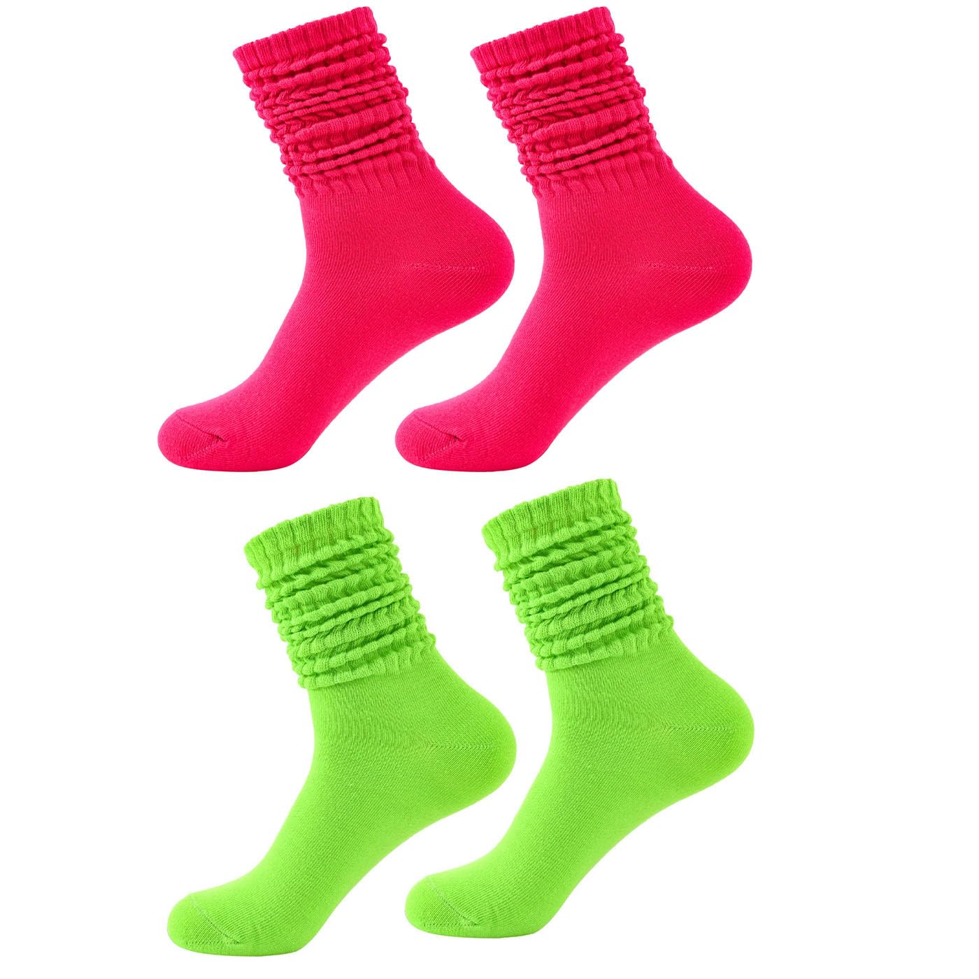 Neon Socks for Women 80s Neon Slouch Socks Women's Leg Warmers Slouch Long Scrunch Knee Sock 80S Neon Outfit