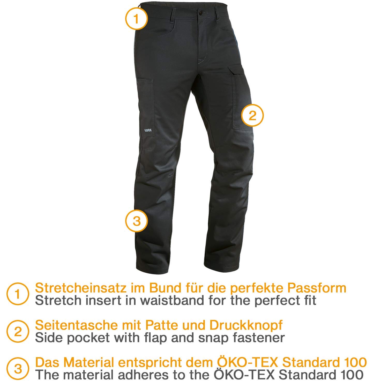 Uvex Suxxeed Basic 7451 Herren-Arbeitshose - Dunkelgraue Männer-Cargohose
