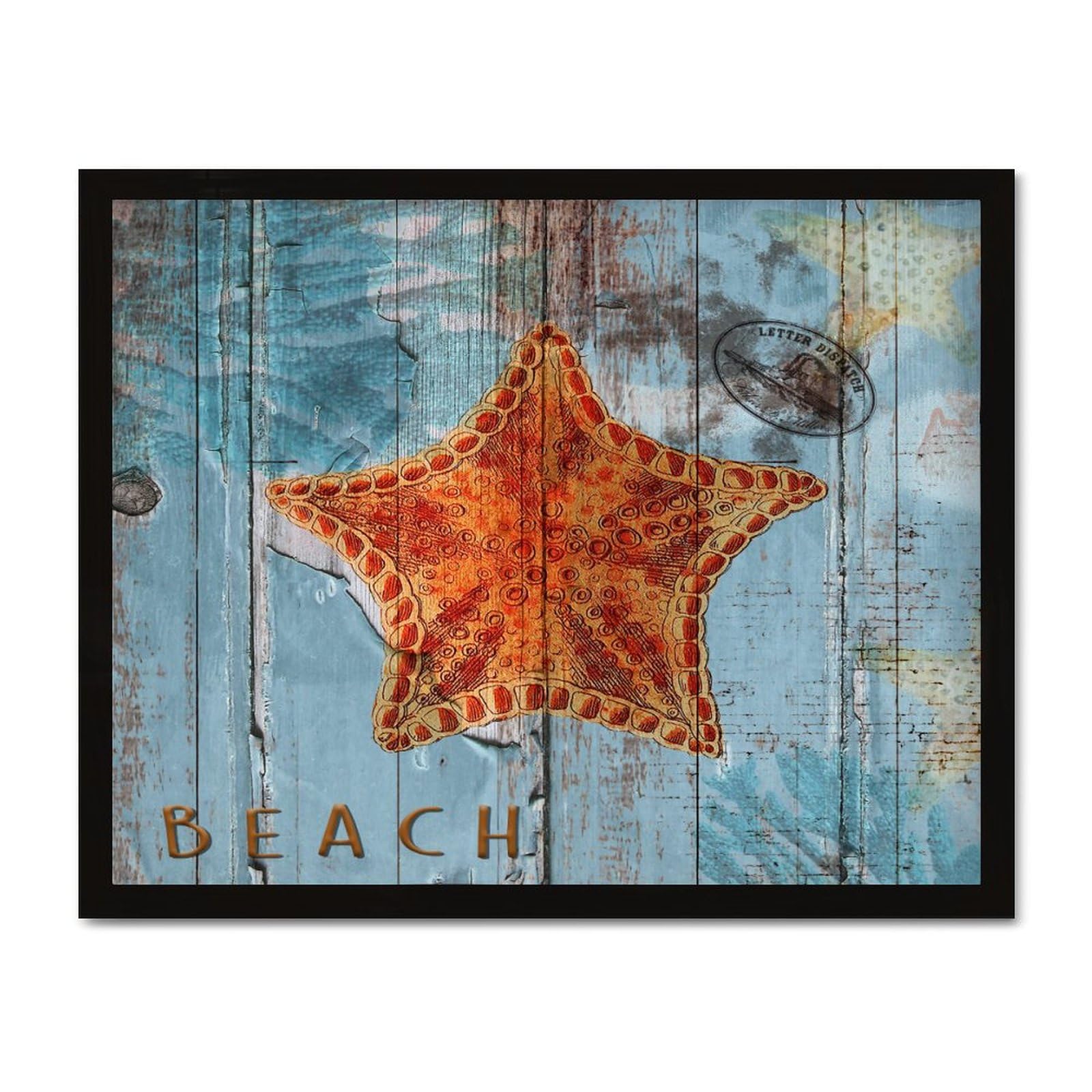 Tableau océan en bois encadré décoration marine de haute qualité