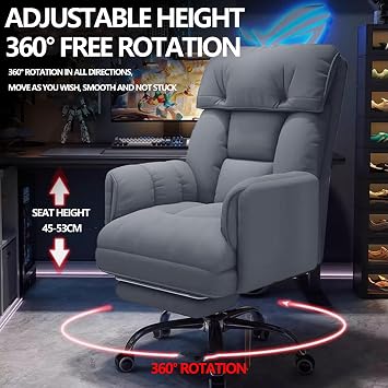 Ergonomic Gaming Office Computer Desk with Rocking Design for Comfortable Gamers, Workstation Workstation Station Station with Adjustable Reclining Footrest and Exe with 360° Rotation, Learned