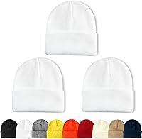 NPQQUAN 3 Pack Unisex Winter Beanie Hats for Men Women - Soft Stretchy Acrylic Knit Skullies, One Size Fits All