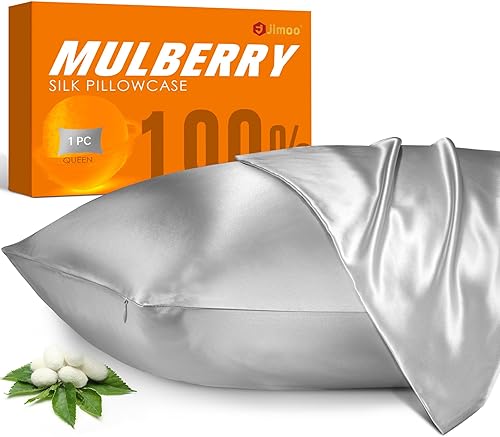 J JIMOO - Funda de almohada de seda natural con cremallera oculta, 22 Mommes, 600 hilos 100 % de seda de morera, ambos lados son suaves,
