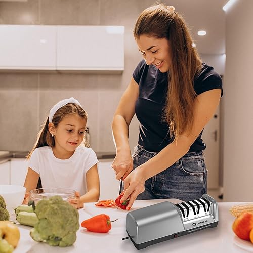 Miniatura 4 de Electric Knife Sharpener 3 Stage - 100% Diamond Abrasives with 15Precision Angle Guide, for Sharpening and Polishing Kitchen Knives and Ceramic