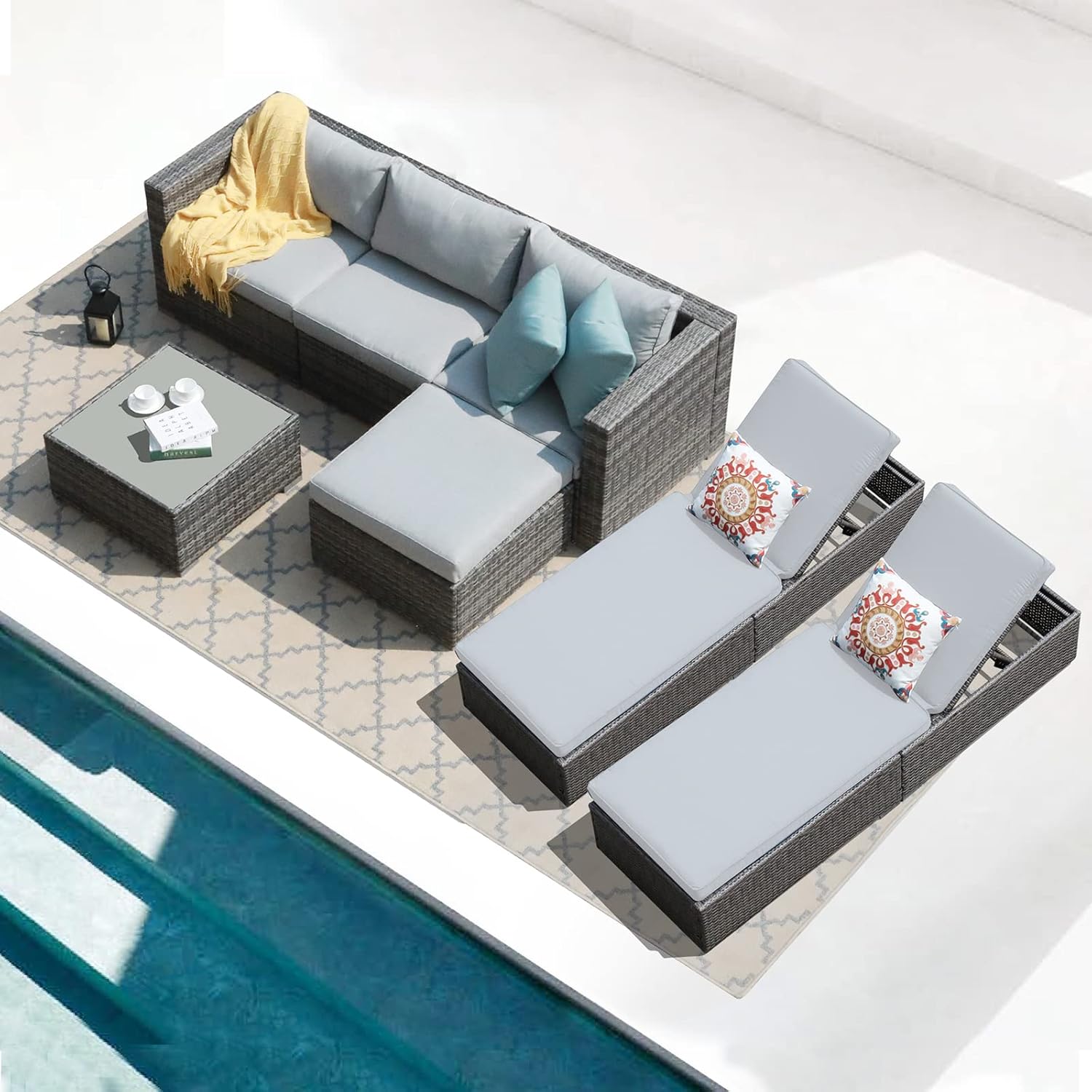 Patiorama 7 Pieces Outdoor Patio Furniture Set,All Weather