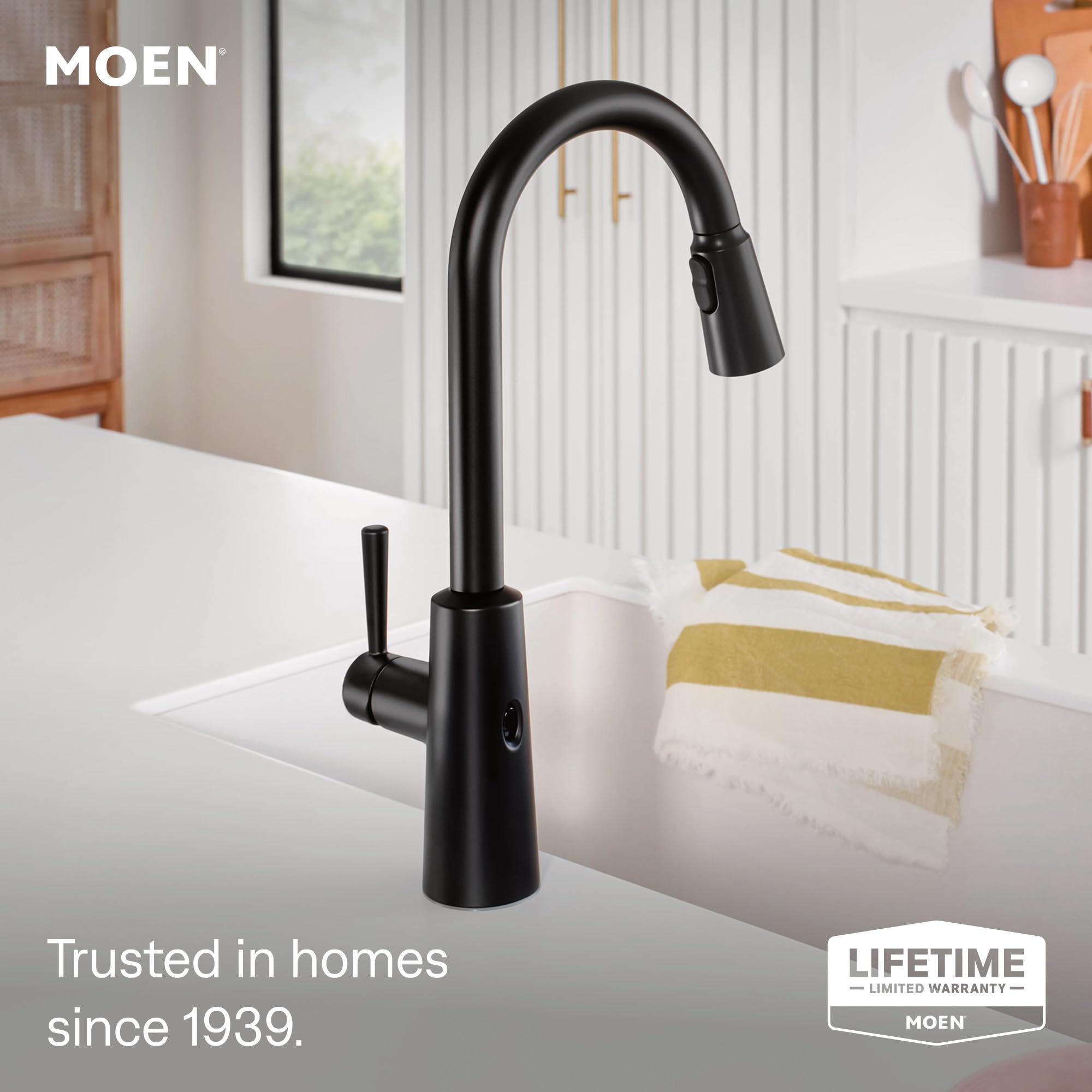 Moen Riley Matte Black Motionsense Wave Sensor Touchless One