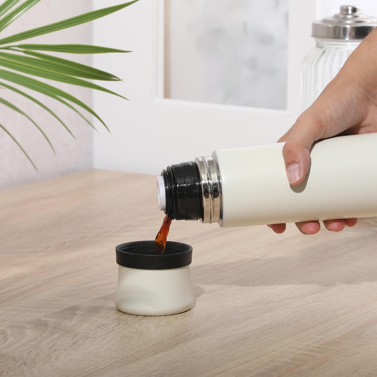 Mr. Coffee Silverleaf 23 oz Stainless Steel Thermal Bottle – Double Wall Vacuum Insulated Travel Mug with Leak-Proof Lid, White – Hot & Cold Beverage Flask for Work, Commute, or Camping - Image 5