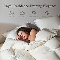 Vista 5 de BPC Edredón ligero de fibra de plumón de ganso tamaño Full/Queen, poder de relleno 750, inserto de edredón esponjoso como nube con funda de mezcla