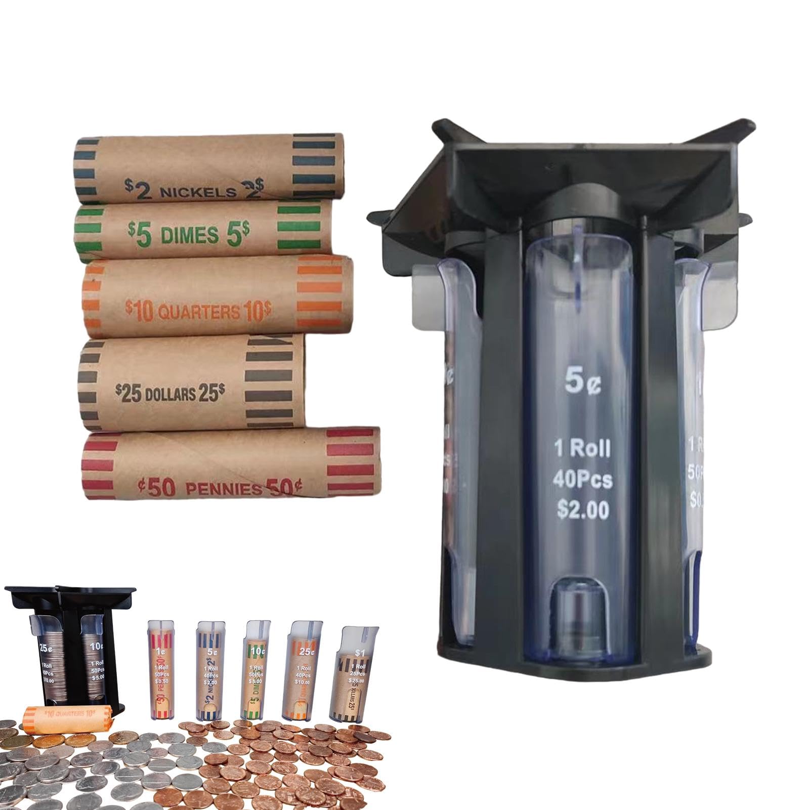 Compteur De Pièces De Monnaie 5 En 1 Avec Tube De Tri Et Emballage - Trieuse Monnaie Précise Pour Banque Et Magasin
