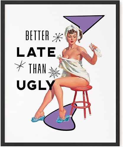 ORANGE GROVE PRINT SHOP Decoración divertida de la década de 1950 para baño, decoración de habitación de coqueta, decoración estética de habitación,