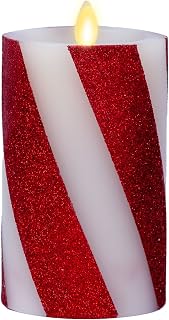 Flameless Holiday LED Candle Battery Operated Moving Flame - Red Candy Cane - Pack of 1-5.5" - Unscented Indoor Realistic Flickering Safe
