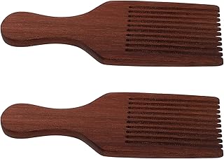 Minkissy 2Pcs Barba Escolha para Os Homens De Madeira Pick Pente Largo Do Dente Pente Detangling Picareta Afro Pente Flat Top Pentes de Barbeiro Massagem Pente Pente Barba para Mulheres