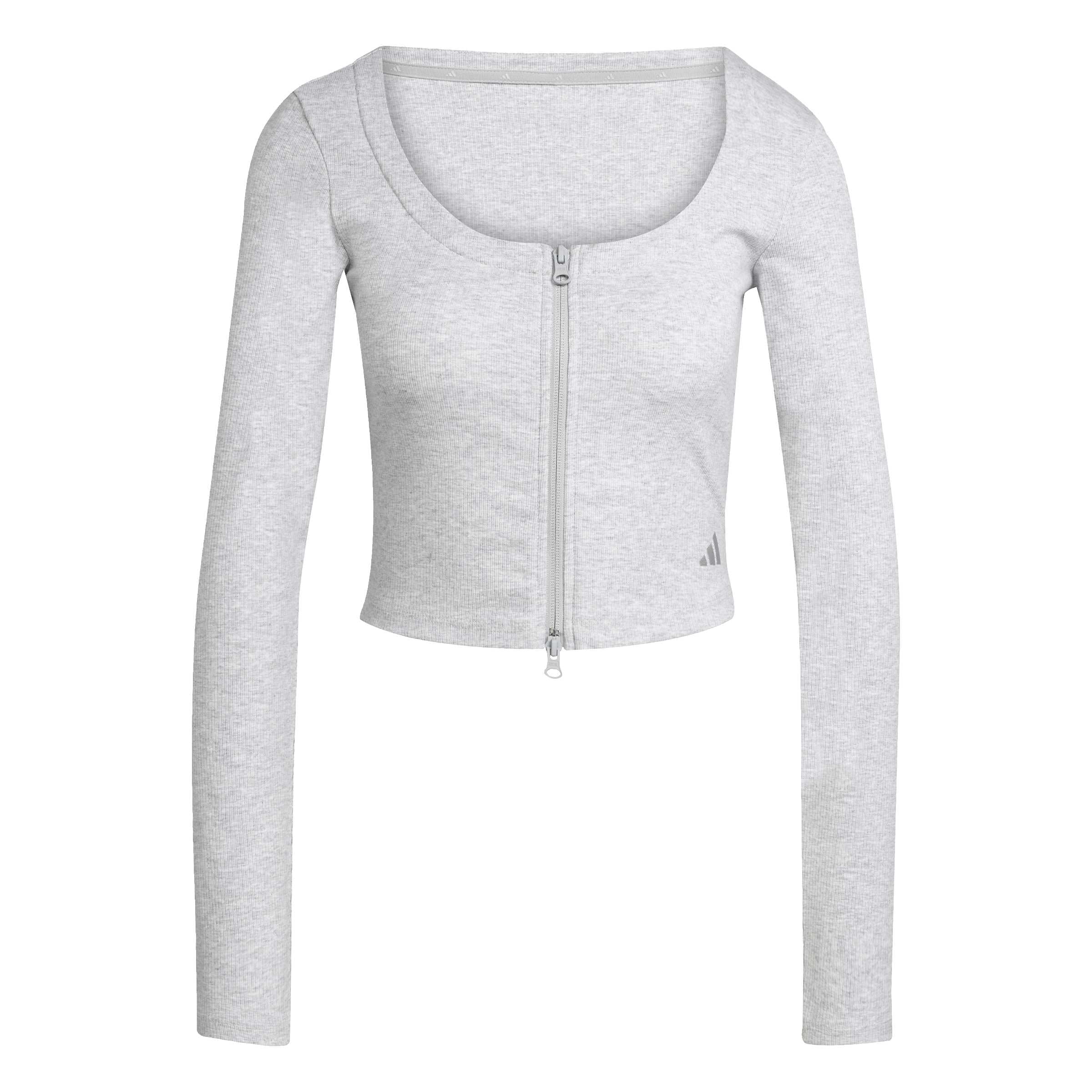 adidas Women's Seasonal Essentials Rib Cardigan, Light Grey Heather, XL