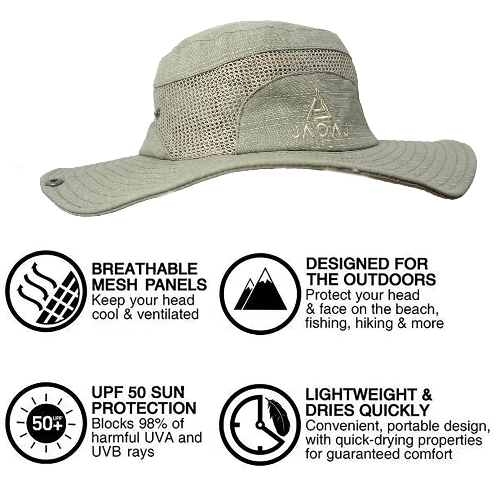 Chapeau de Soleil Homme,Chapeau Safaril Tissu Pêcheur Homme,Chapeau Boonie Été Coton Trekking Pêche,Randonnée Bucket Hat