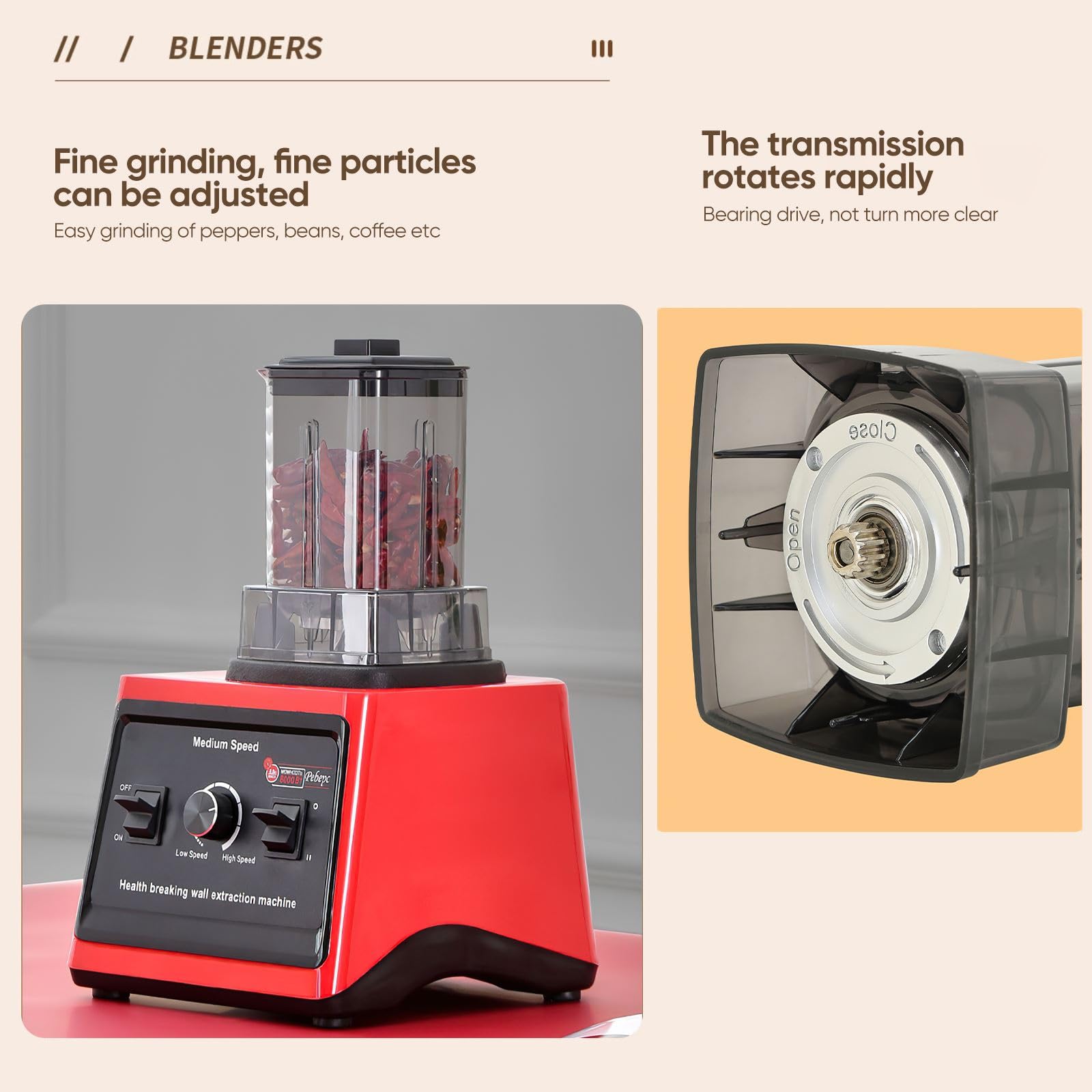 Batidora Profesional 3L,licuadoras para zumos y batidos, 3 Jarras,Cuchillas de Acero Inoxidable,15 Velocidades Ajustables,Batidora para Batidos, Granizados y Frutas (3 en 1 Rojo)