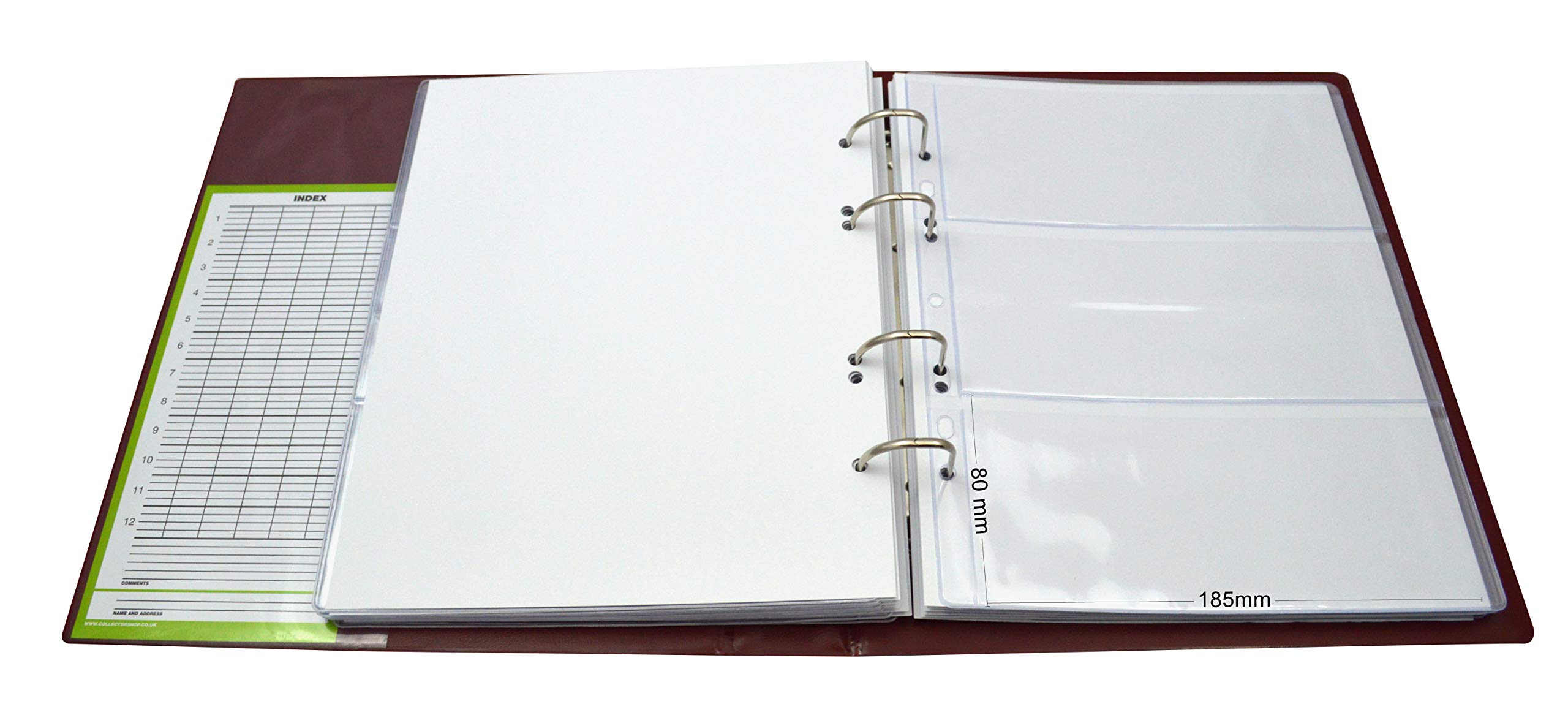 COLLECTOR - Classeur pour en étui Les Billets en Format d’Un Livre avec 15 Pages et 15 diviseurs – très Large capacité (Rouge)