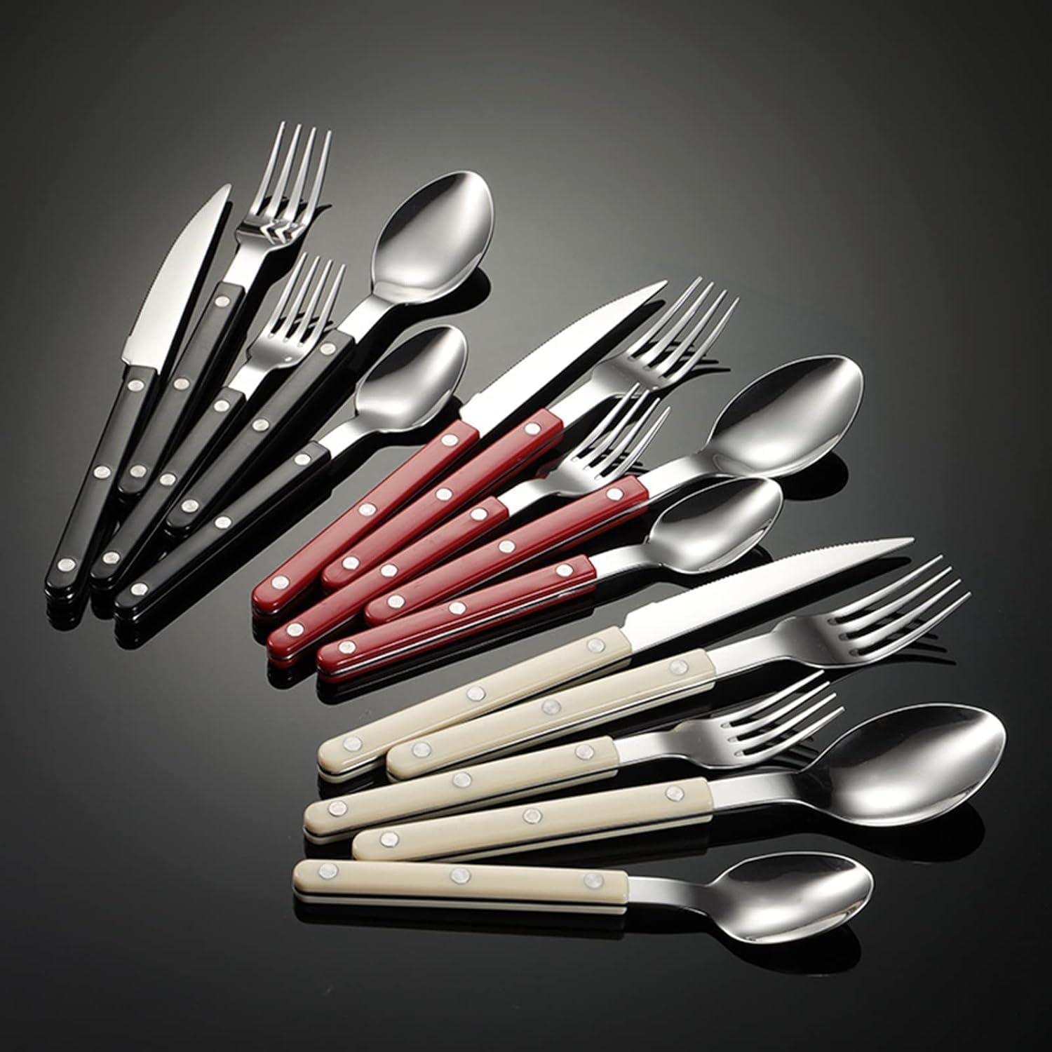20-teiliges Besteckset Für 4 Personen, Edelstahl 18/10 Mit Weißen Griffen, Hochglanzpoliert, Langlebig, Für Küche, Restaurant, Hochzeit, Feiertage Und Partys