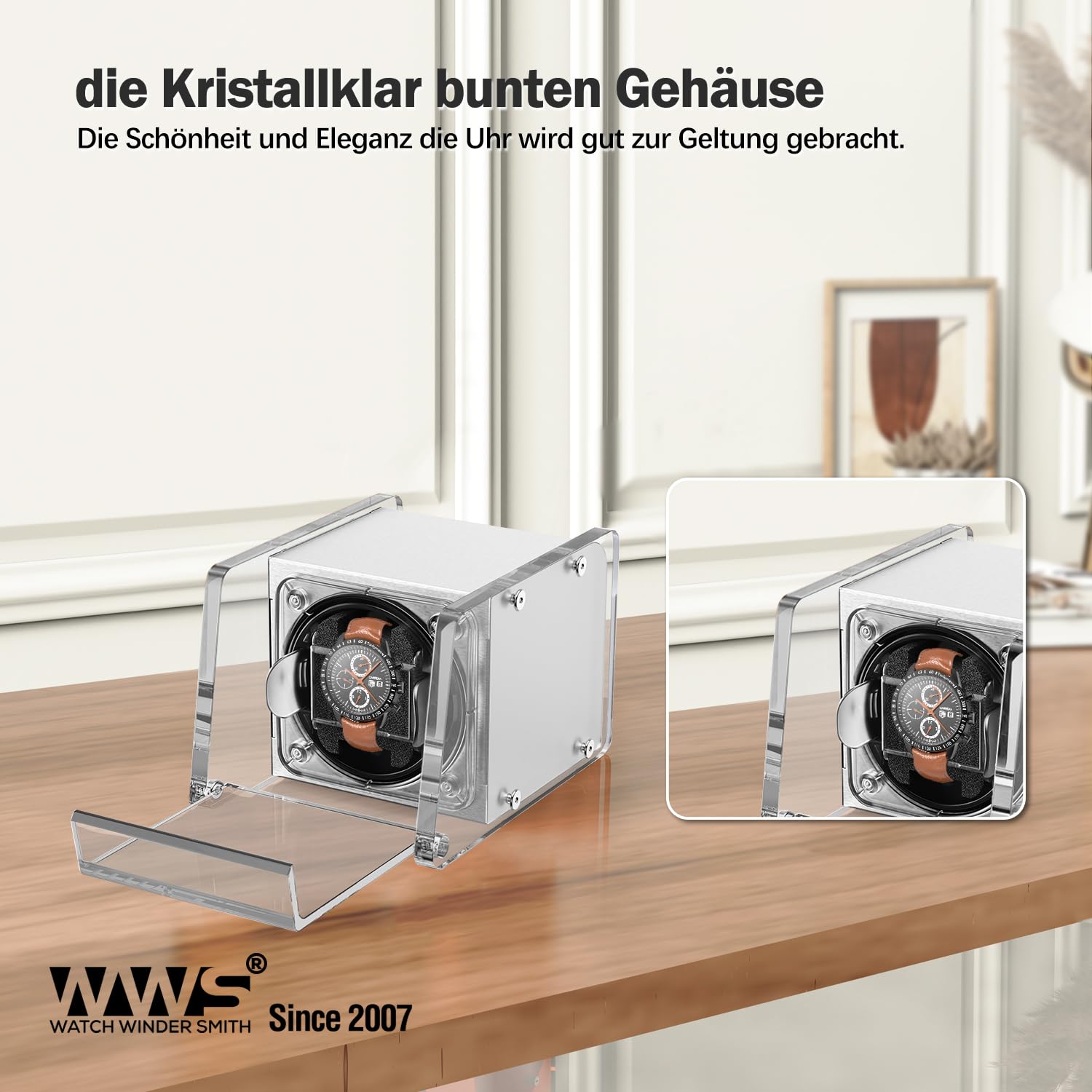 Watch Winder Smith Uhrenbeweger mit Mittelrotationsstoppfunktion - Uhrenbeweger für 1 Uhr - für großen Herren Automatikuhren