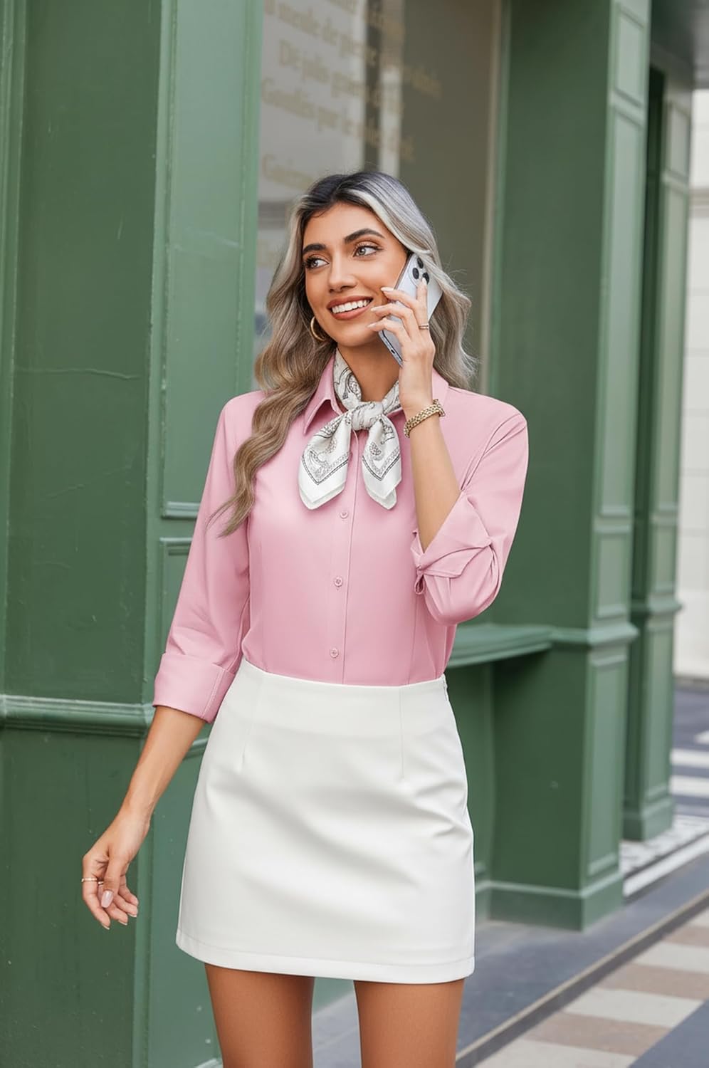 Zeagoo Button Down Shirts for Women Wrinkle Free Long Sleeve Collared Dress Blouses Casual Work Office Tunics Tops - Image 3