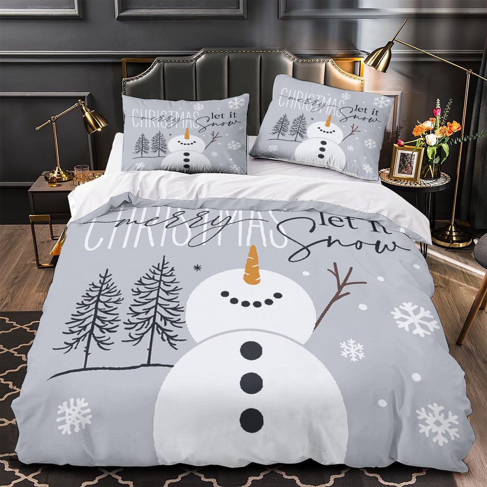Housse de couette microfibre hypoallergénique ultra douce imprimé Noël 3D pour lit King