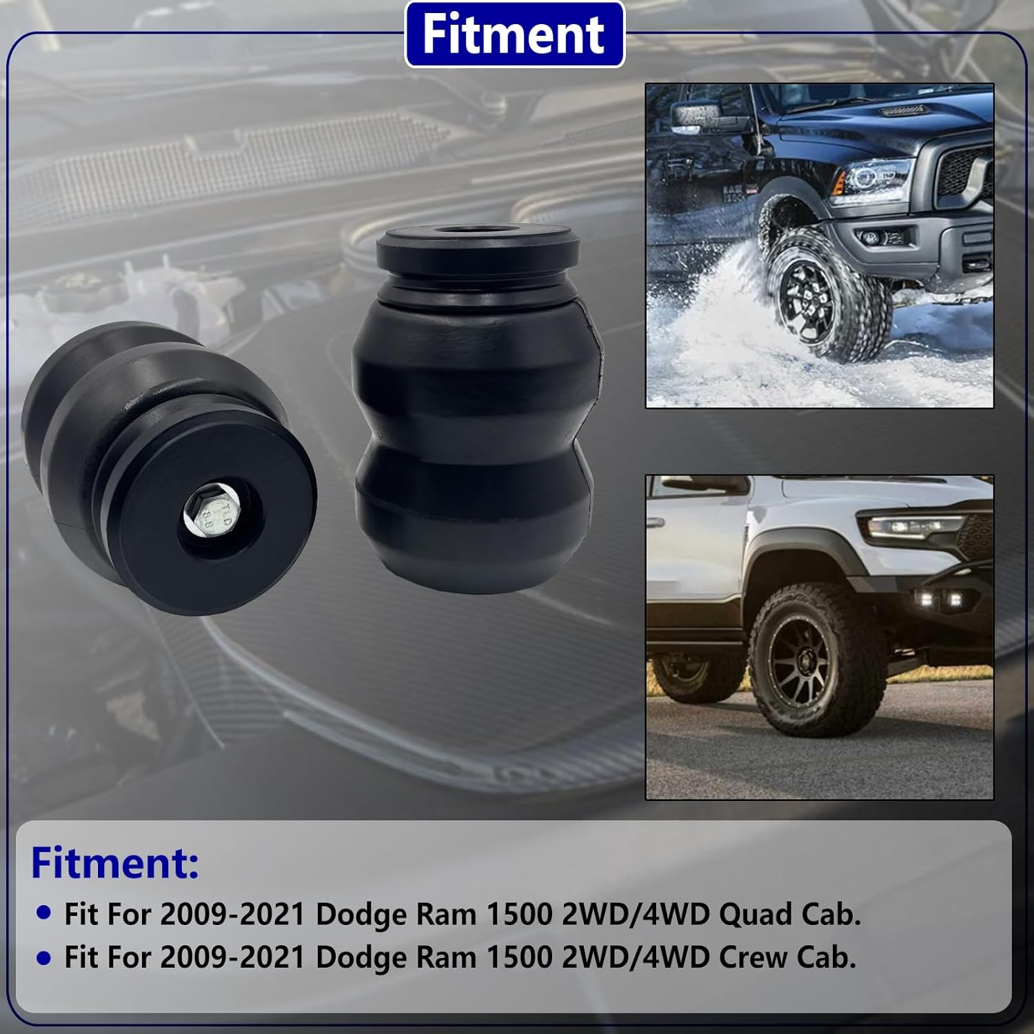 Suspension-Enhancement-System For 2009-2021 Dodge Ram 1500 2WD/4WD Suspension Rubber Helper Spring Kit Replacement for DR1500DQ