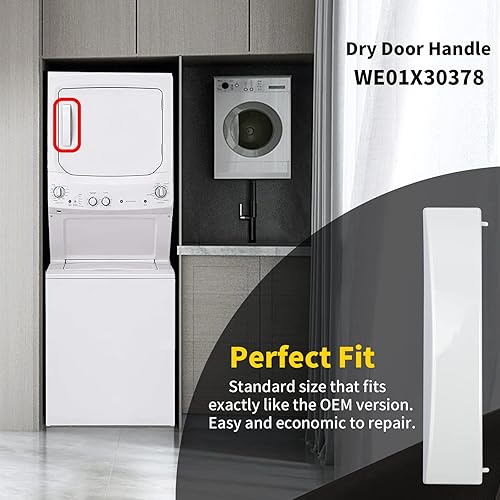 Miniatura 6 de WE01X30378 Manija de puerta de secadora compatible con GE PS1177202 WE1M1068 WE01X25878 Color blanco, piezas de repuesto, piezas de manija de puerta