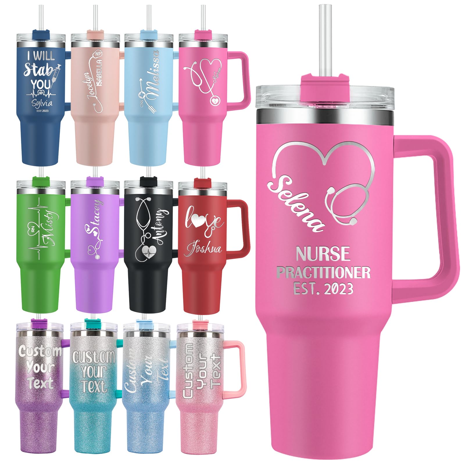 Amazon.com | Gift for Nurse 40 OZ Personalized Tumbler with Handle