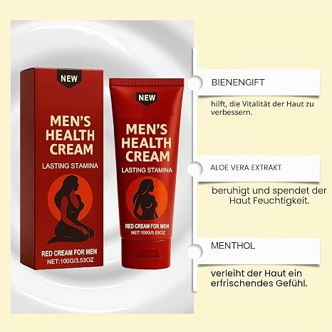 Men's Health Cream Fast Absorbent Long Lasting Endurance for Active Confidence Natural Ingredients Suitable for Men and Couples (1 Piece)