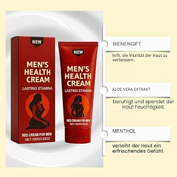 Men's Health Cream Fast Absorbent Long Lasting Endurance for Active Confidence Natural Ingredients Suitable for Men and Couples (1 Piece)